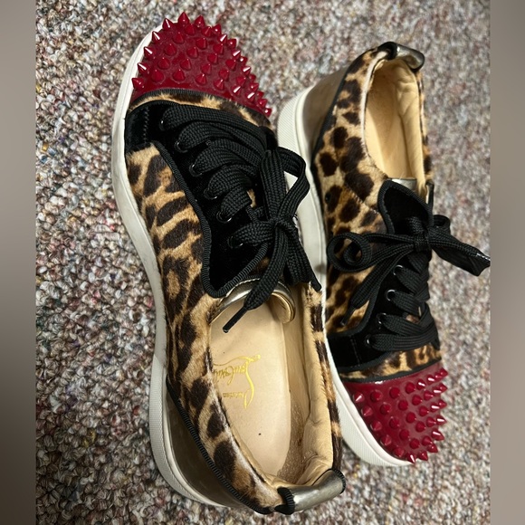 Christian Louboutin Leopard-Print Spikes Low Top Sneakers - Picture 3 of 4